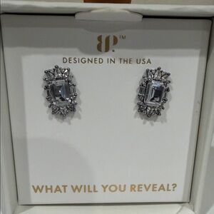 bp Silver-Tone Crystal Cluster Stud Earrings